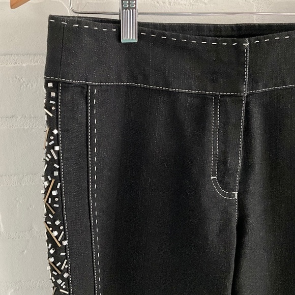 NWOT Escada Y2K Women’s Denim Jeans Blokecore Black Beaded Pockets 8 - Picture 9 of 16